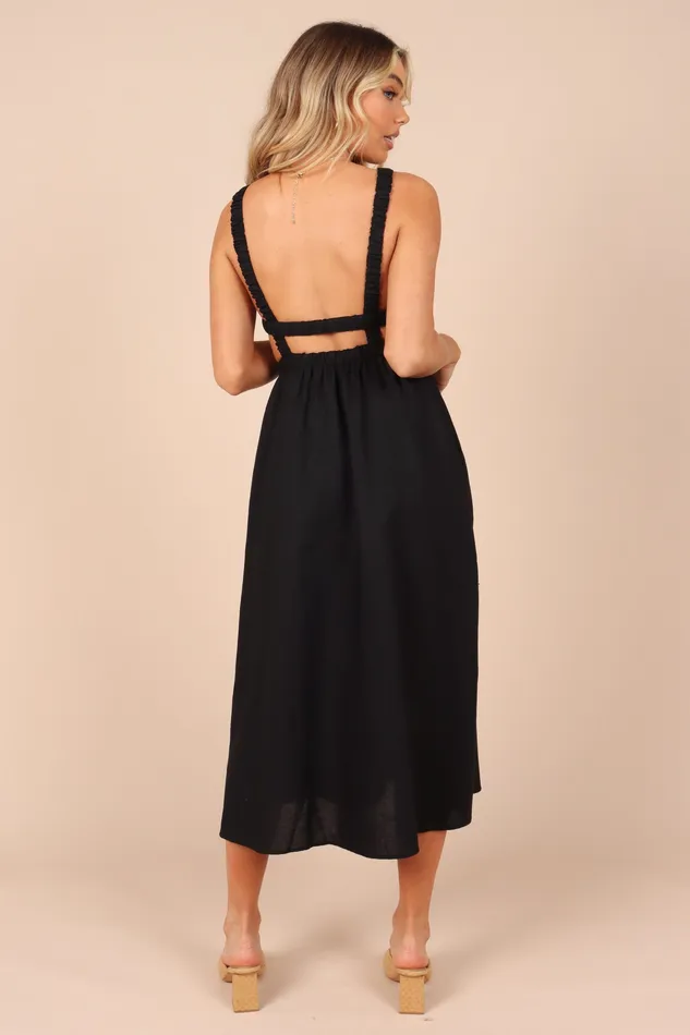 Aubrey Cutout Midi Dress 8211 Black Black Women Dresses petalandpup