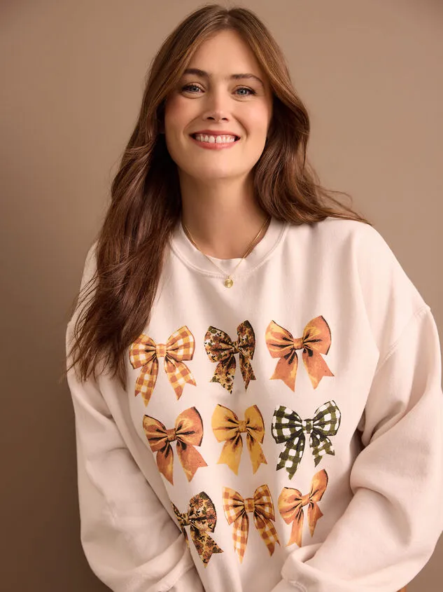 Autumn Bow Sweatshirt Oatmeal Women Altar039d State Tops