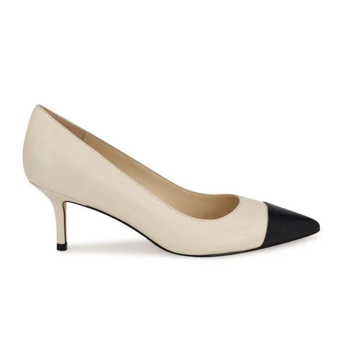 Avaite Cap Toe Pumps Ivory Leather Women Nine West Heels