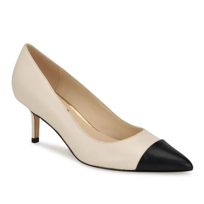 Avaite Cap Toe Pumps Ivory Leather Women Nine West Heels Avaite Cap Toe Pumps Ivory Leather Women Nine West Heels