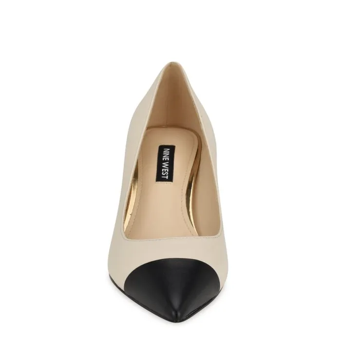 Avaite Cap Toe Pumps Ivory Leather Women Nine West Heels Avaite Cap Toe Pumps Ivory Leather Women Nine West Heels