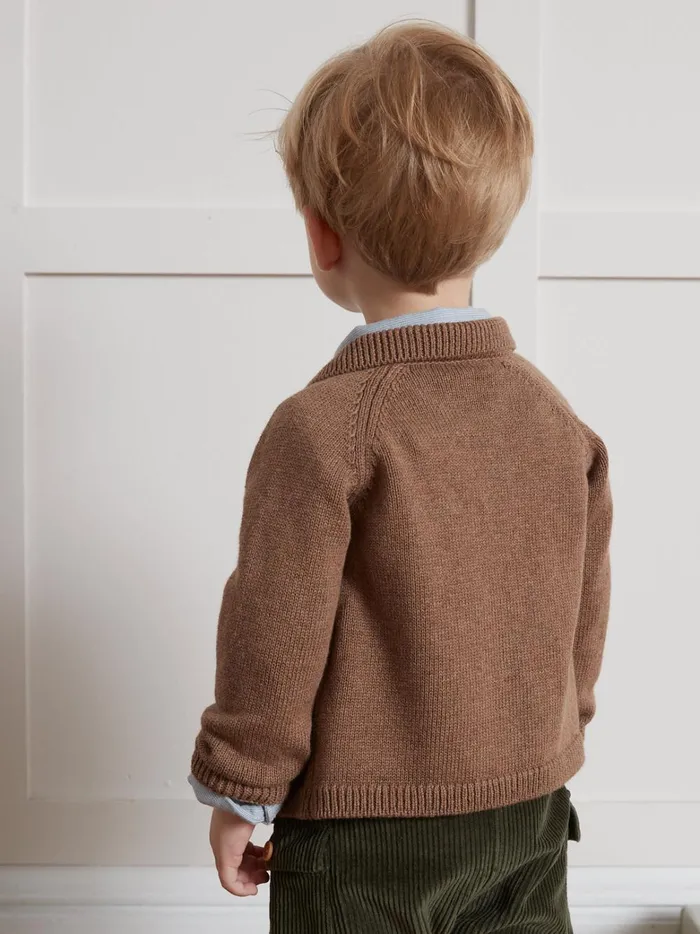 Baby Baby Boy Cyrillus Cardigan With Polo Shirt Collar Noisette Chine