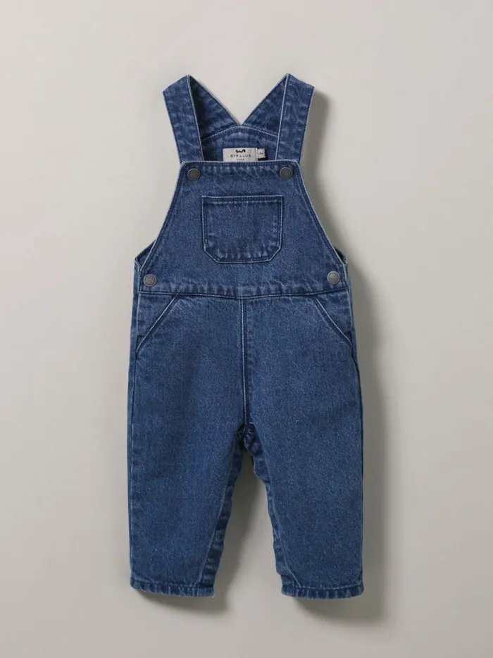 Baby Baby Girl Cyrillus Denim Dungarees Denim Bleu