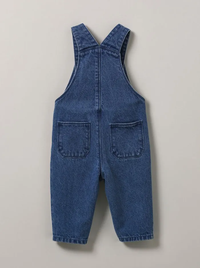 Baby Baby Girl Cyrillus Denim Dungarees Denim Bleu