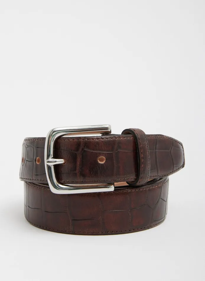 Belts Women Tibi Classic Men039s Croc Leather Belt