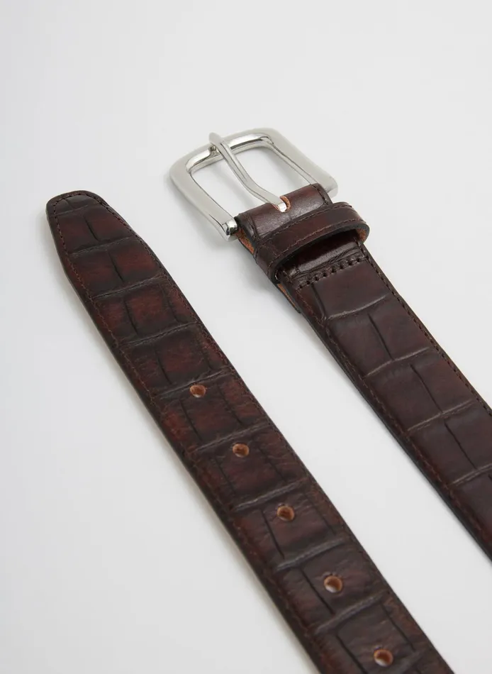 Belts Women Tibi Classic Men039s Croc Leather Belt