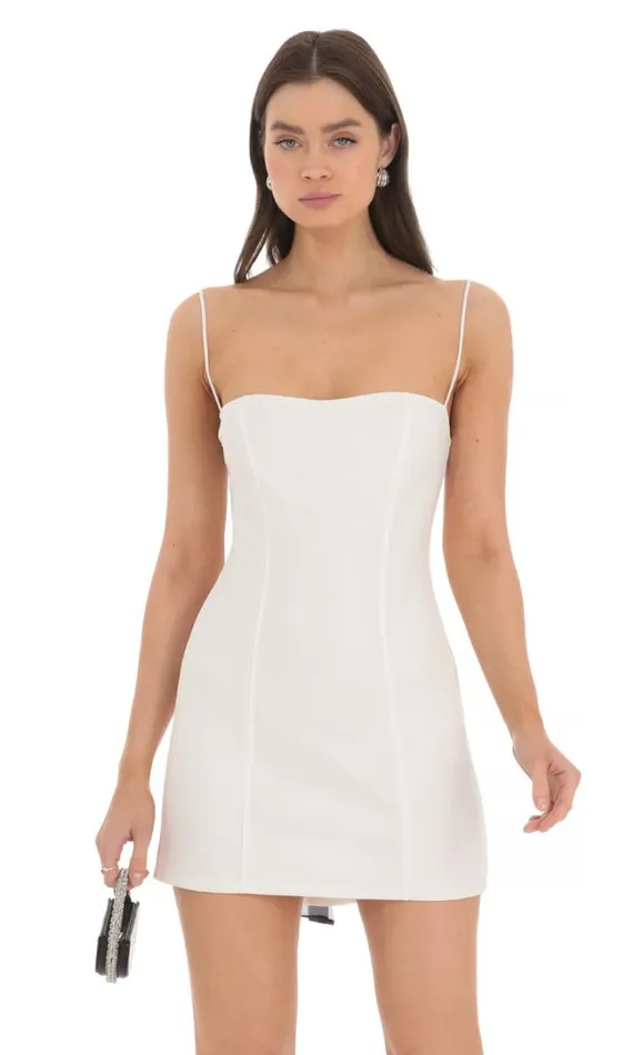 Black Back Bow Bodycon Dress White Women LUCY IN THE SKY Mini Dresses