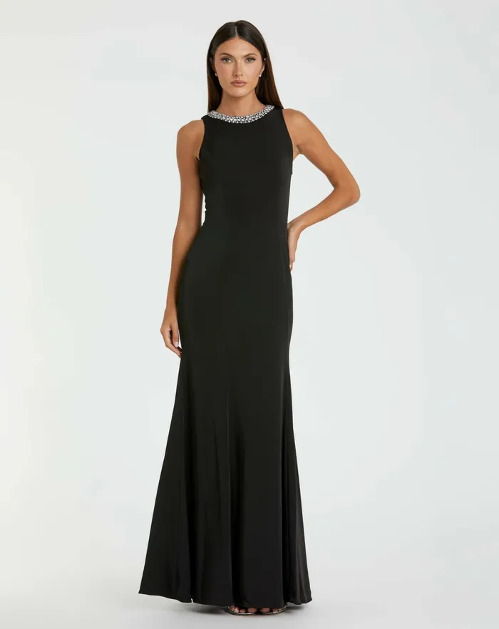 Black Embellished Neck Trumpet Gown Black Women Best Sellers Mac Duggal