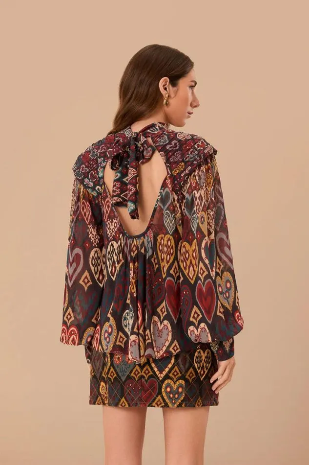 Black Hearts Ikat Blouse Women FARM Rio Blouses