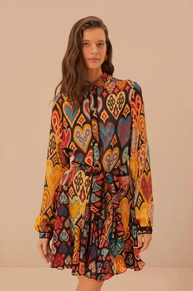 Black Hearts Ikat Mini Dress Women FARM Rio Mini Dresses