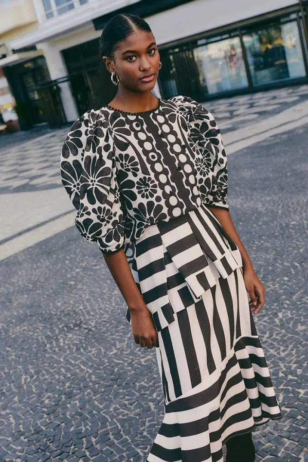 Black Palermo Puff Sleeve Blouse Women FARM Rio Blouses