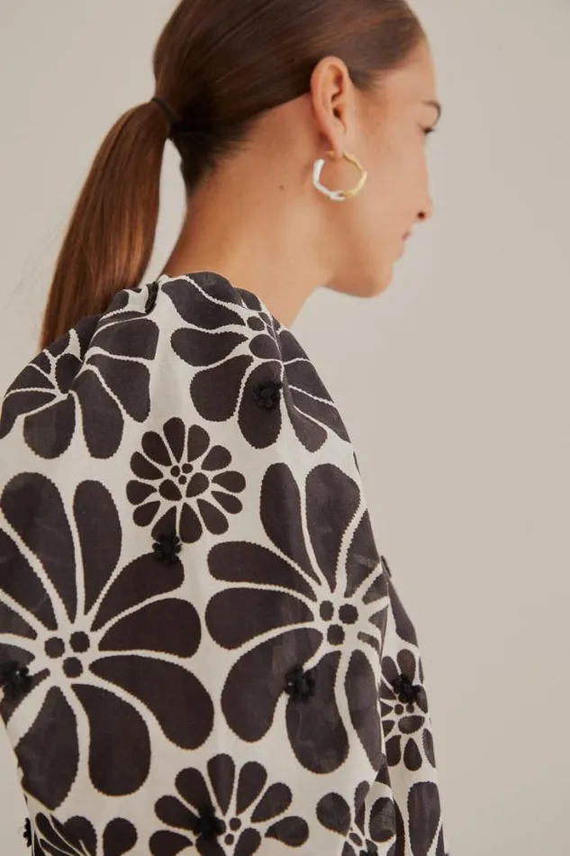 Black Palermo Puff Sleeve Blouse Women FARM Rio Blouses