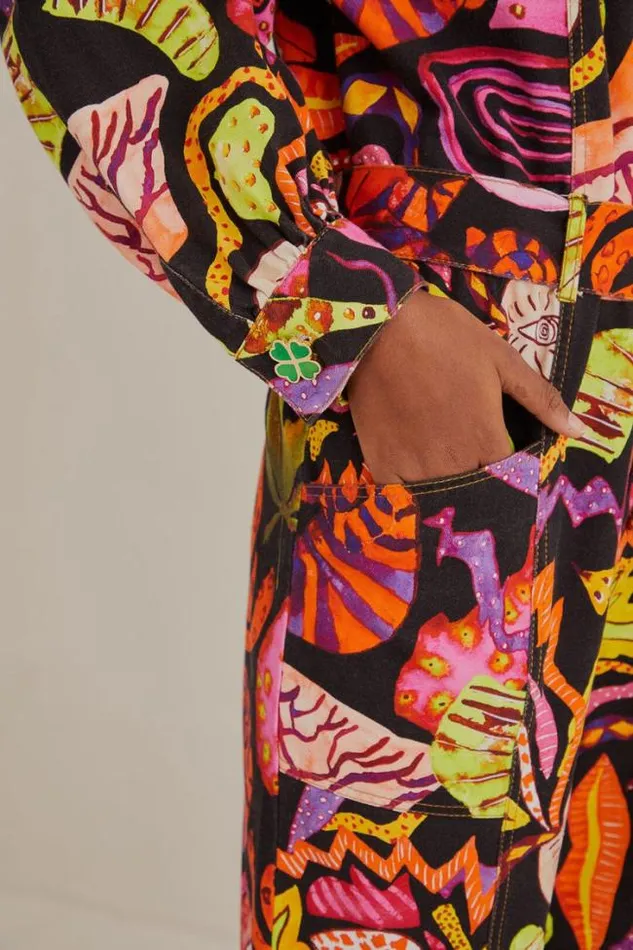 Black Psychedelic Garden Jumpsuit Women FARM Rio Jumpsuits
