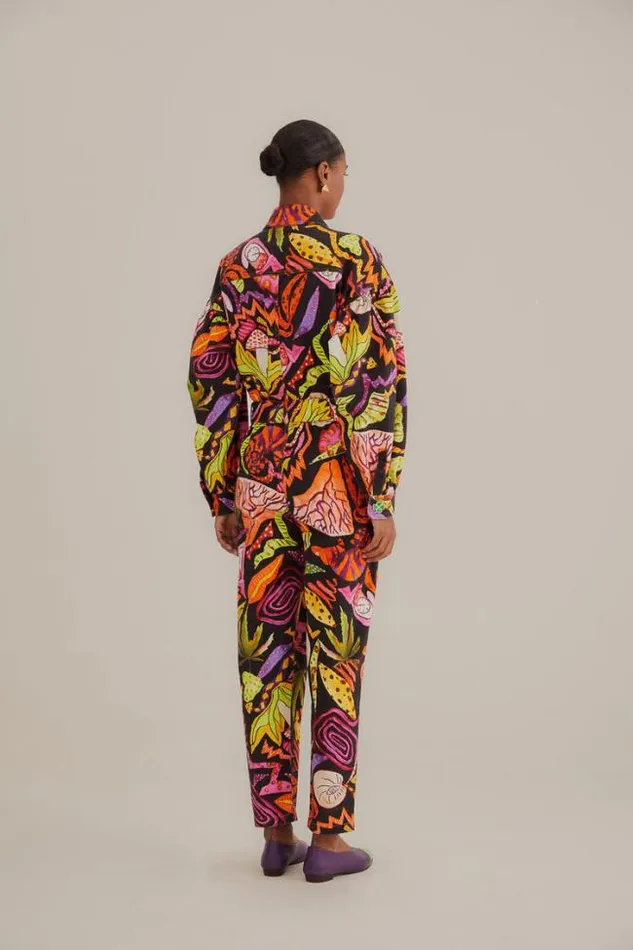 Black Psychedelic Garden Jumpsuit Women FARM Rio Jumpsuits