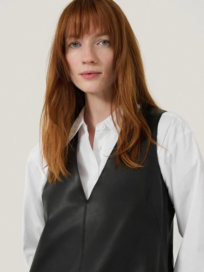 Bleeker Leather Applique Dress Black Women Jigsaw Party