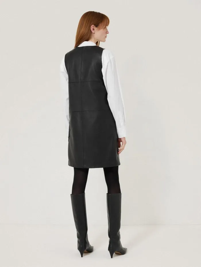 Bleeker Leather Applique Dress Black Women Jigsaw Party