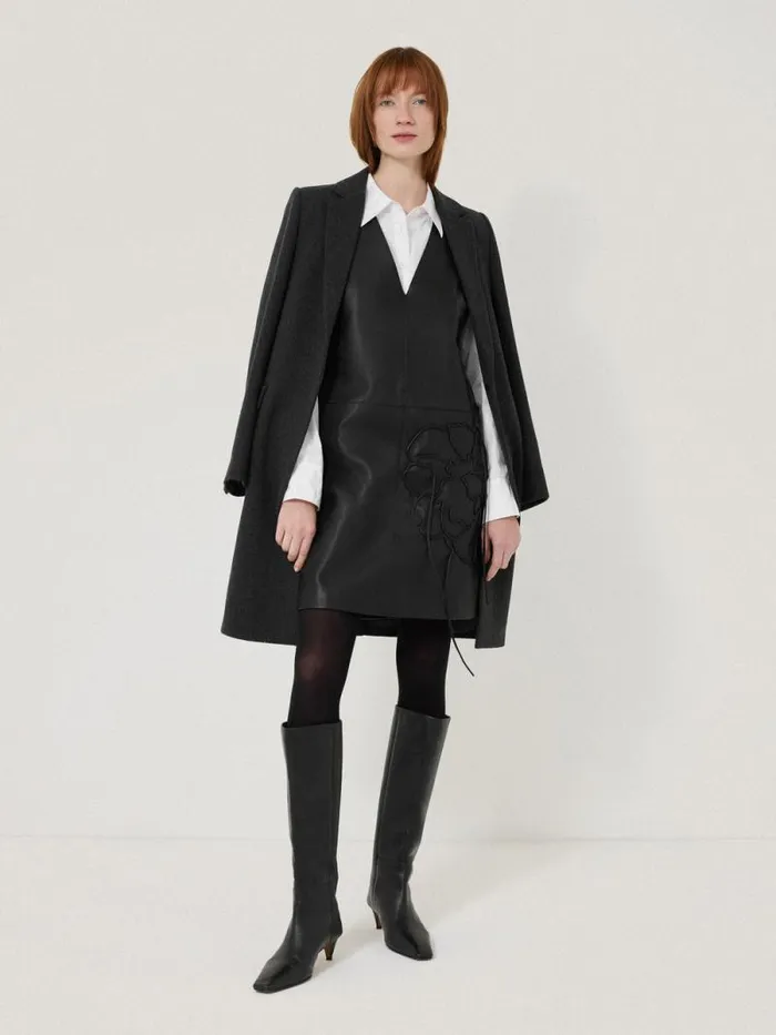 Bleeker Leather Applique Dress Black Women Jigsaw Party