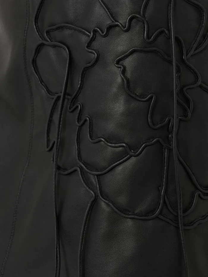 Bleeker Leather Applique Dress Black Women Jigsaw Party