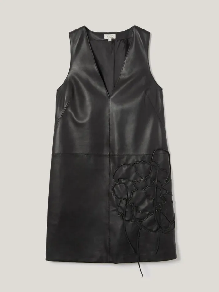 Bleeker Leather Applique Dress Black Women Jigsaw Party