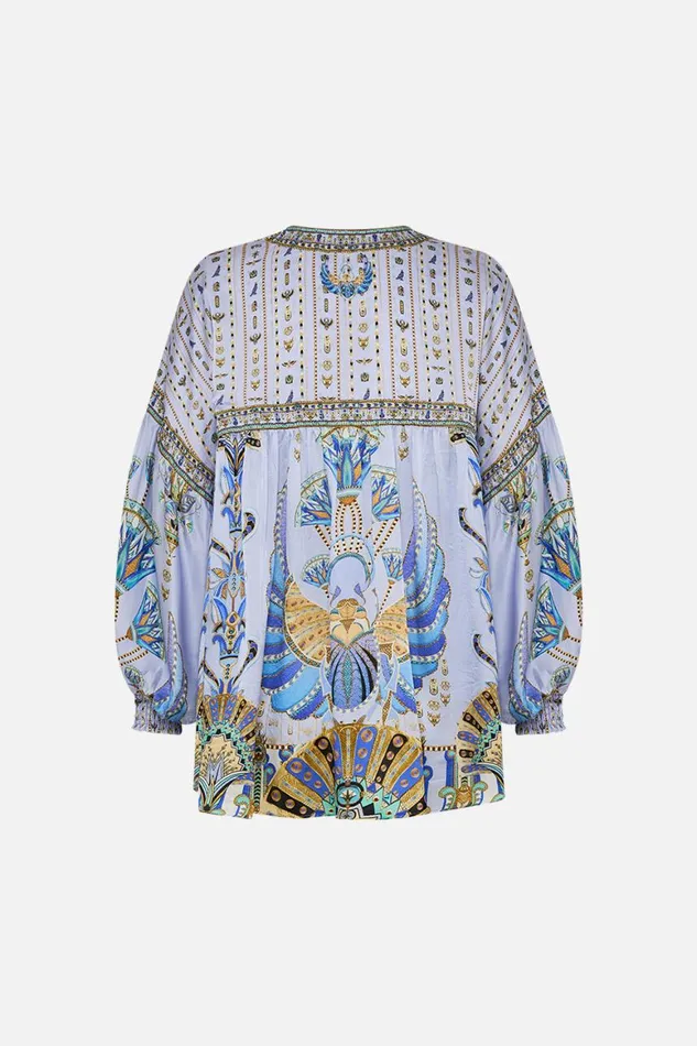 BLOUSON BLOUSE WITH NECK TIE UNDER SCARAB SKIES Under Scarab Skies Womens Camilla Blouses and Shirts