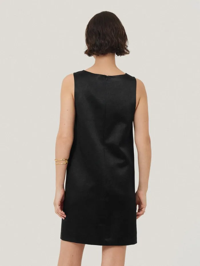 Bonded Satin Mini Dress Black Women Jigsaw Dresses and Jumpsuits