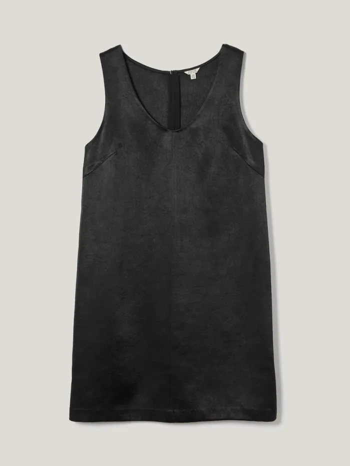 Bonded Satin Mini Dress Black Women Jigsaw Dresses and Jumpsuits