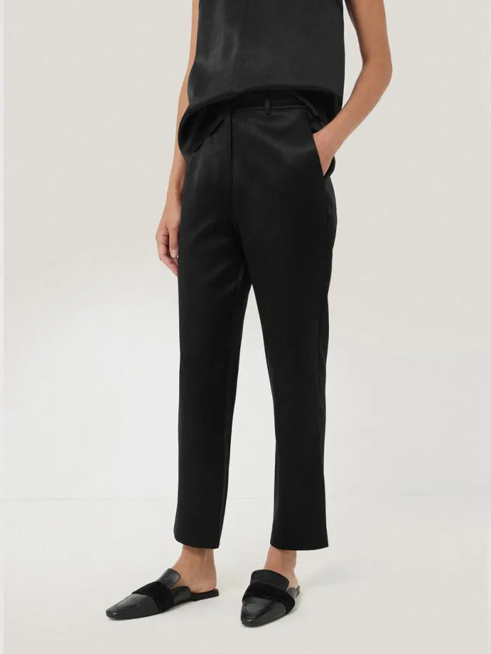 Bonded Satin Trouser Black Women Jigsaw Coords