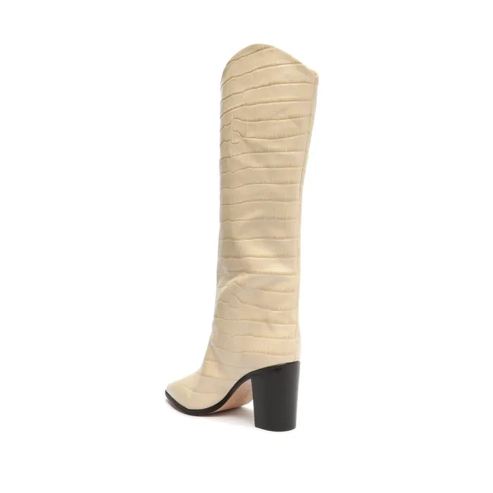 Boots Maryana Block CrocodileEmbossed Leather Boot Eggshell Schutz Shoes Boots Boots Maryana Block CrocodileEmbossed Leather Boot Eggshell Schutz Shoes Boots