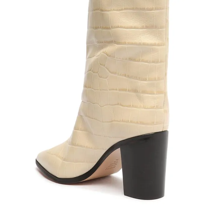 Boots Maryana Block CrocodileEmbossed Leather Boot Eggshell Schutz Shoes Boots Boots Maryana Block CrocodileEmbossed Leather Boot Eggshell Schutz Shoes Boots