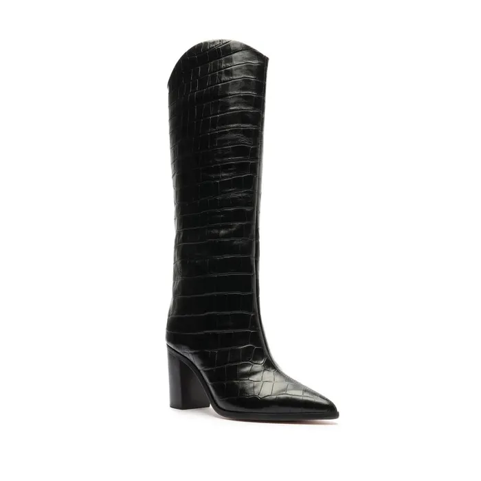 Boots Maryana Block Wide Crocodile Boot Black Schutz Shoes Boots Boots Maryana Block Wide Crocodile Boot Black Schutz Shoes Boots