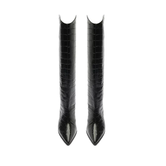 Boots Maryana Block Wide Crocodile Boot Black Schutz Shoes Boots Boots Maryana Block Wide Crocodile Boot Black Schutz Shoes Boots
