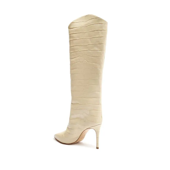 Boots Maryana CrocodileEmbossed Leather Boot Eggshell Schutz Shoes Boots Boots Maryana CrocodileEmbossed Leather Boot Eggshell Schutz Shoes Boots