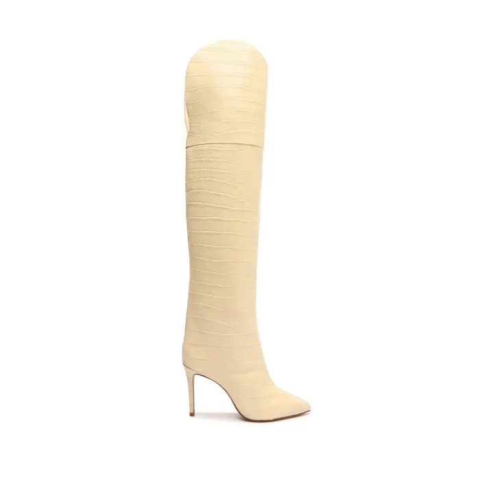 Boots Maryana Over The Knee Leather Boot Eggshell Schutz Shoes Maryana Boots