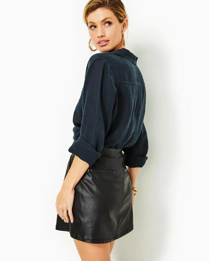 Bottoms Women Lilly Pulitzer Colette Stretch Coated Skirt Black