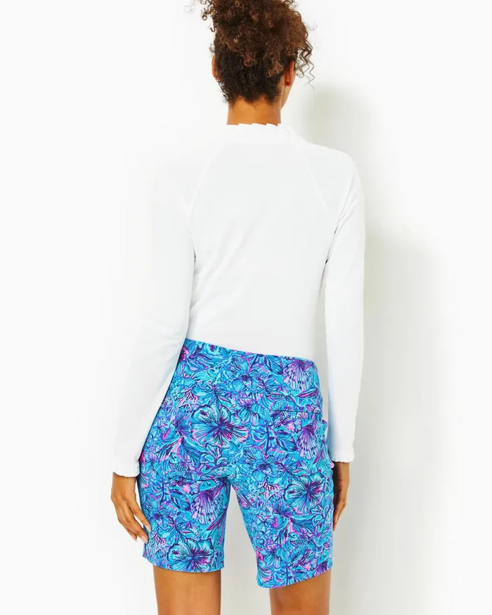 Bottoms Women Lilly Pulitzer UPF 50 Luxletic 9034 Reid Short Breakwater Blue Shells N Bells Golf