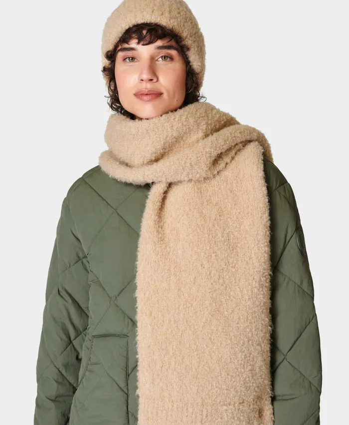 Boucle Knit Scarf Dove Beige Women Hats Scarves Gloves Sweaty Betty