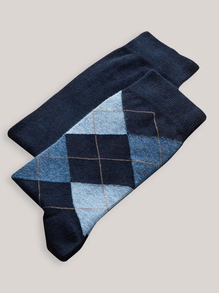 Boys Accessories Cyrillus Pack Of 2 Pairs Of Plain And Intersia Socks 6391 Bleu Fonce Bicolorm Boys Accessories Cyrillus Pack Of 2 Pairs Of Plain And Intersia Socks 6391 Bleu Fonce Bicolorm