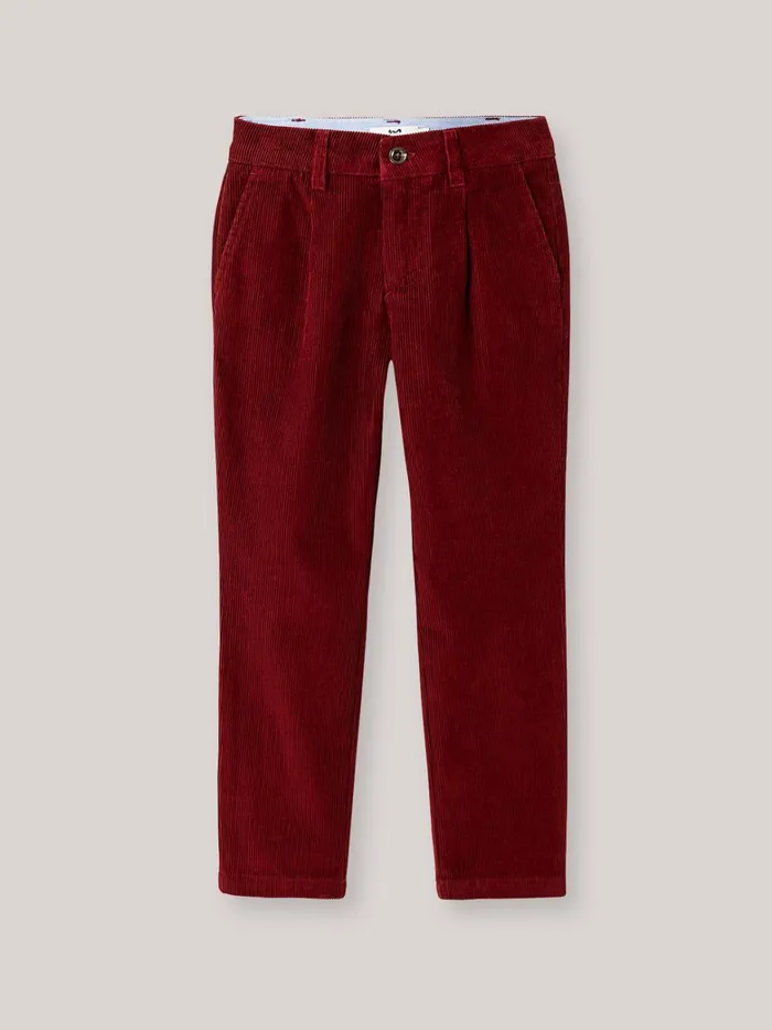Boys Clothing Cyrillus Corduroy Chino Trousers Bordeaux Clair