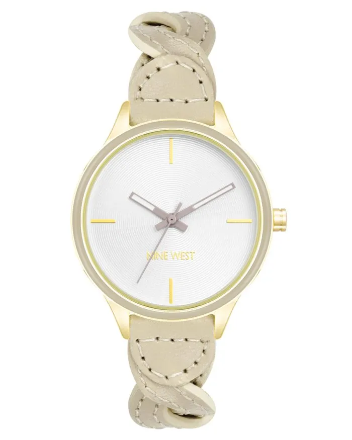Braid Patterned Strap Watch Beige Women Nine West Straps