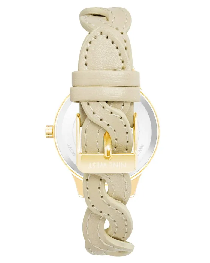 Braid Patterned Strap Watch Beige Women Nine West Straps Braid Patterned Strap Watch Beige Women Nine West Straps