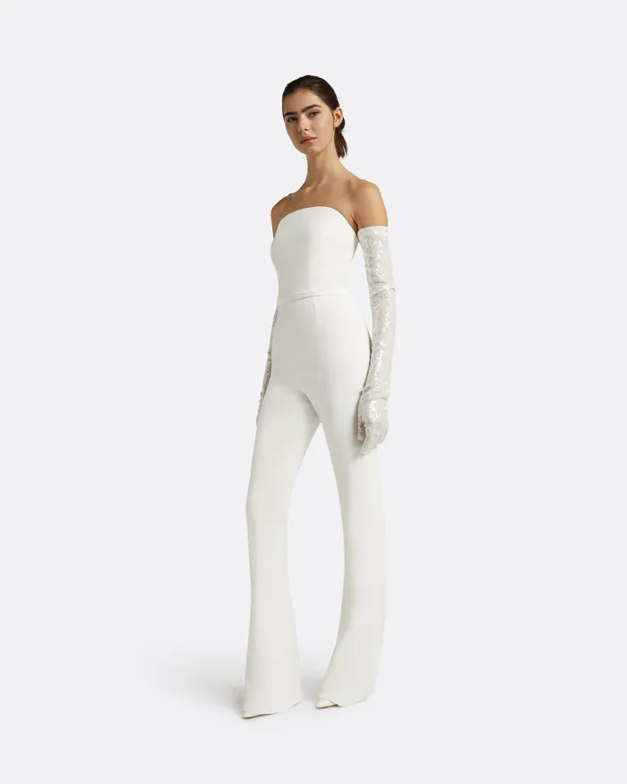 Bridal Antonia Ivory Sequins Gloves Ivory 8211 Safiyaa Women