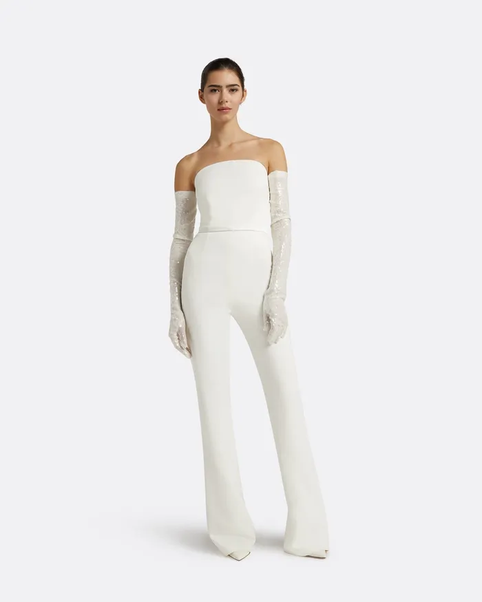 Bridal Antonia Ivory Sequins Gloves Ivory 8211 Safiyaa Women