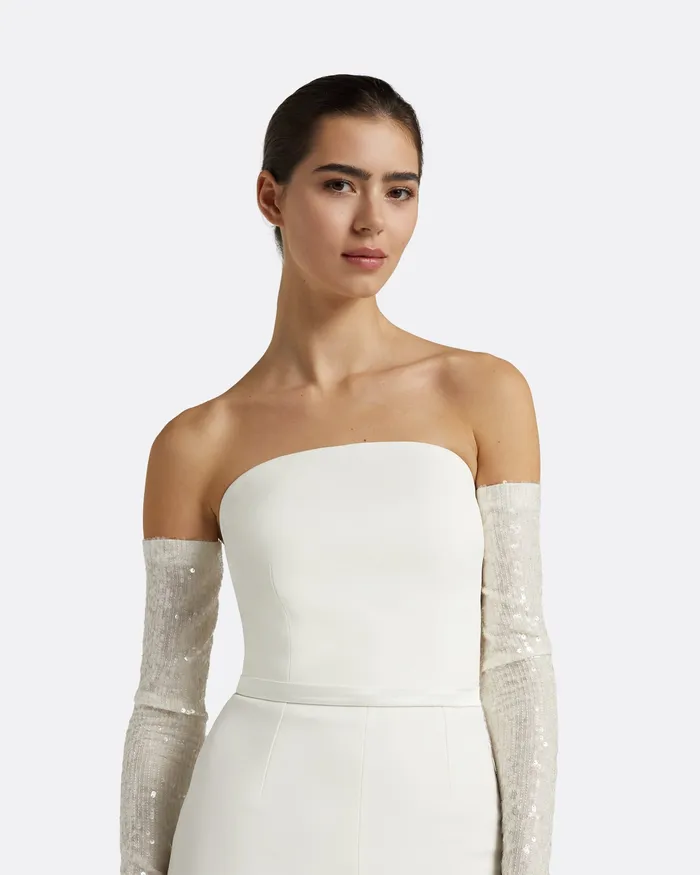 Bridal Antonia Ivory Sequins Gloves Ivory 8211 Safiyaa Women