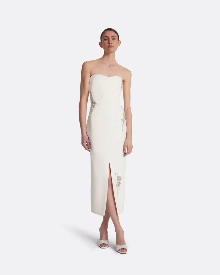 Bridal Peggie Ivory Embroidered Midi Dress Ivory Safiyaa Women
