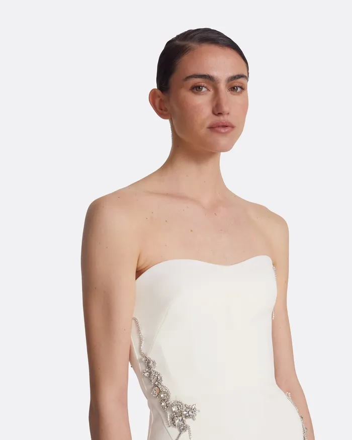 Bridal Peggie Ivory Embroidered Midi Dress Ivory Safiyaa Women
