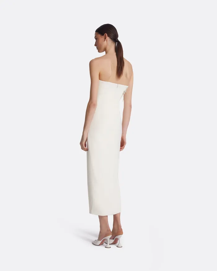 Bridal Peggie Ivory Embroidered Midi Dress Ivory Safiyaa Women