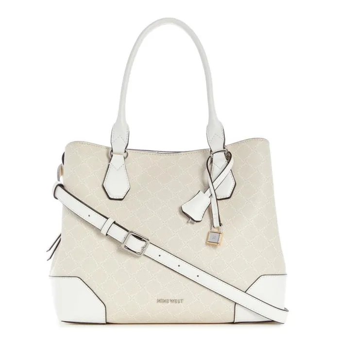 Brooklyn Jet Set Carryall Cream Logo Women Nine West Satchels and Shoulder Bags