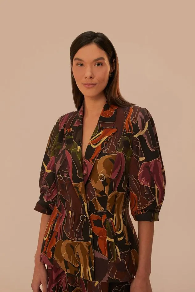 Brown Elephants Short Sleeve Blazer Women FARM Rio Blazers