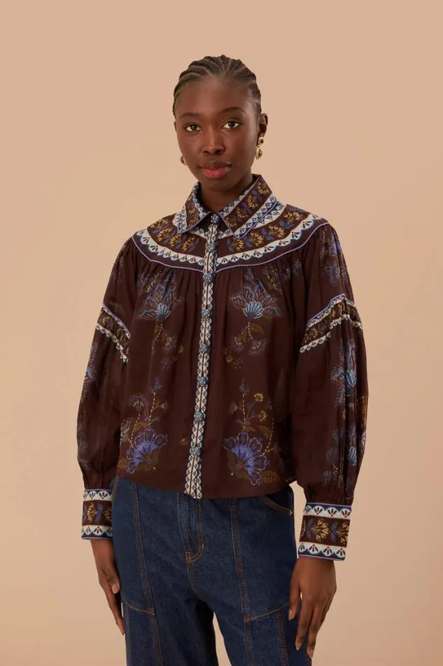 Brown Embroidered Garden Blouse Women FARM Rio Blouses