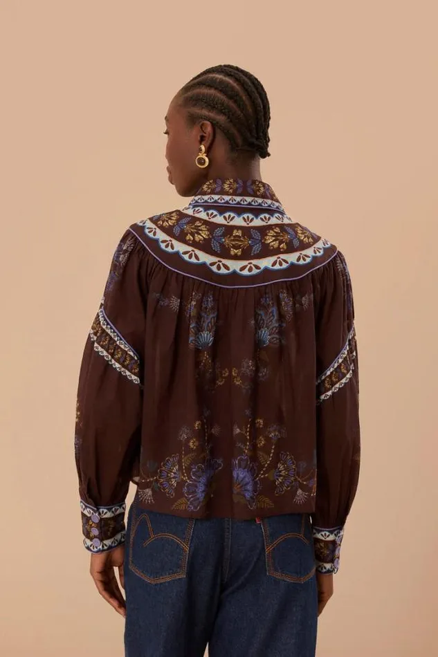 Brown Embroidered Garden Blouse Women FARM Rio Blouses